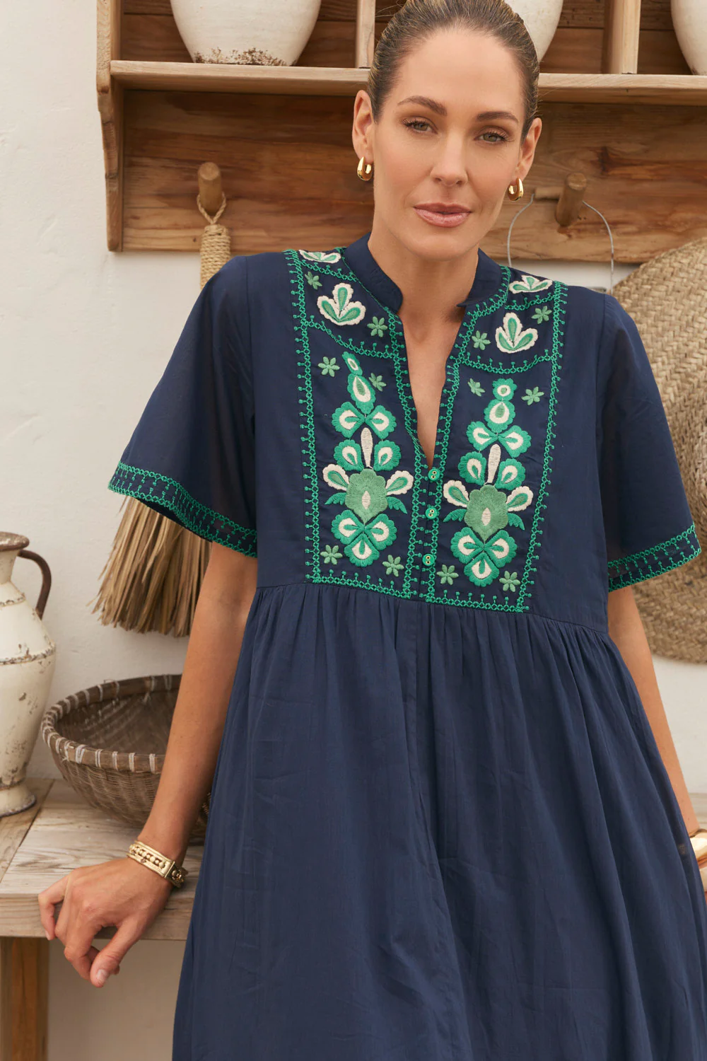 Elodie Flutter Sleeve Smock Dress in Samira - Image 6