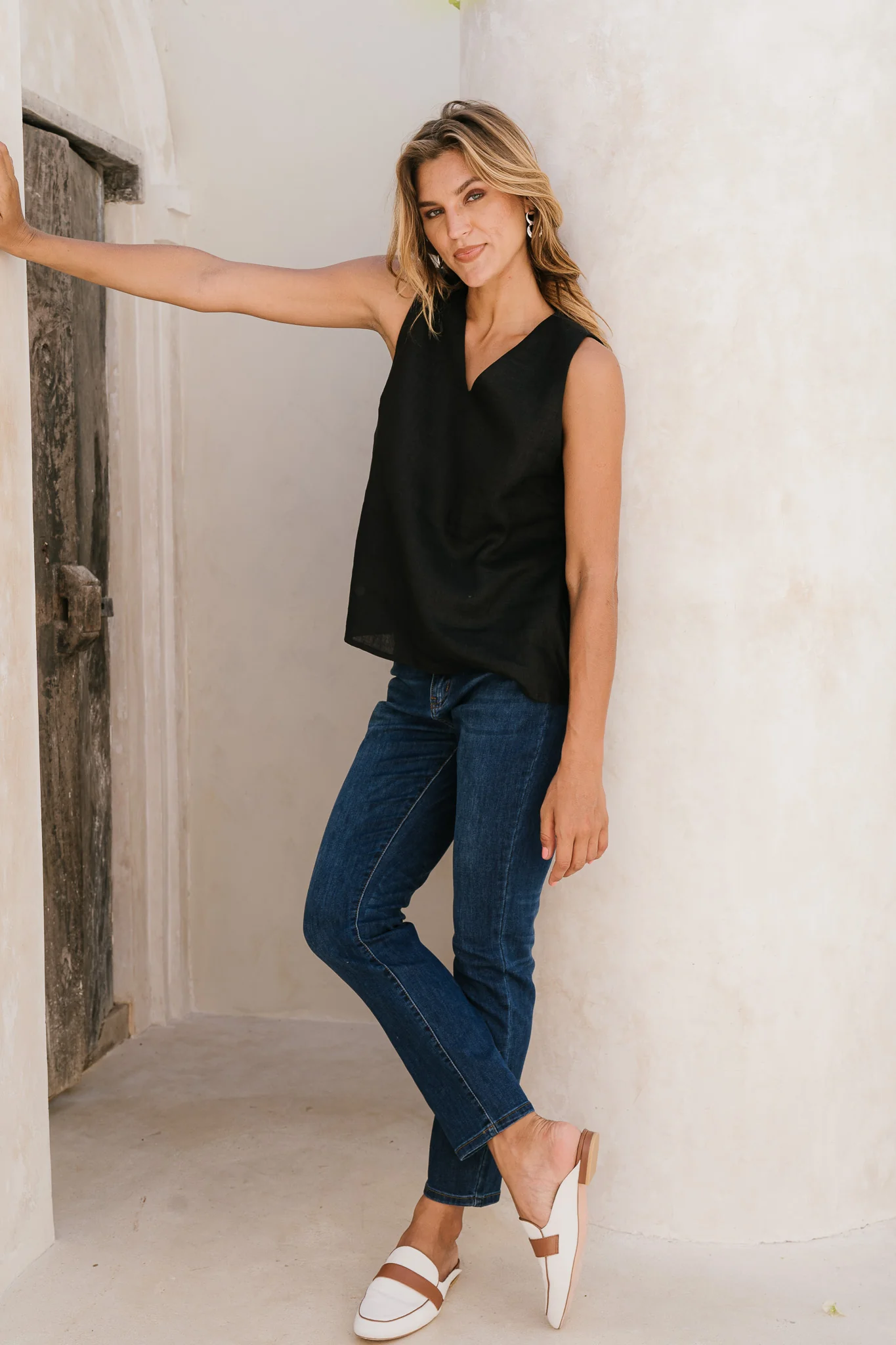 Ember Linen Cami in Black - Image 3
