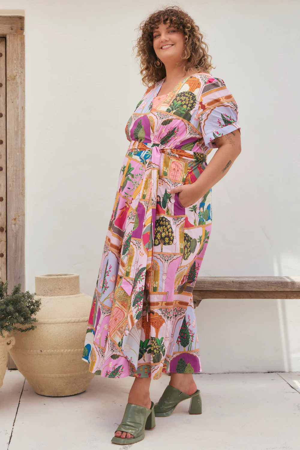 Everly Faux Wrap Dress in Padam Mosaic - Image 4