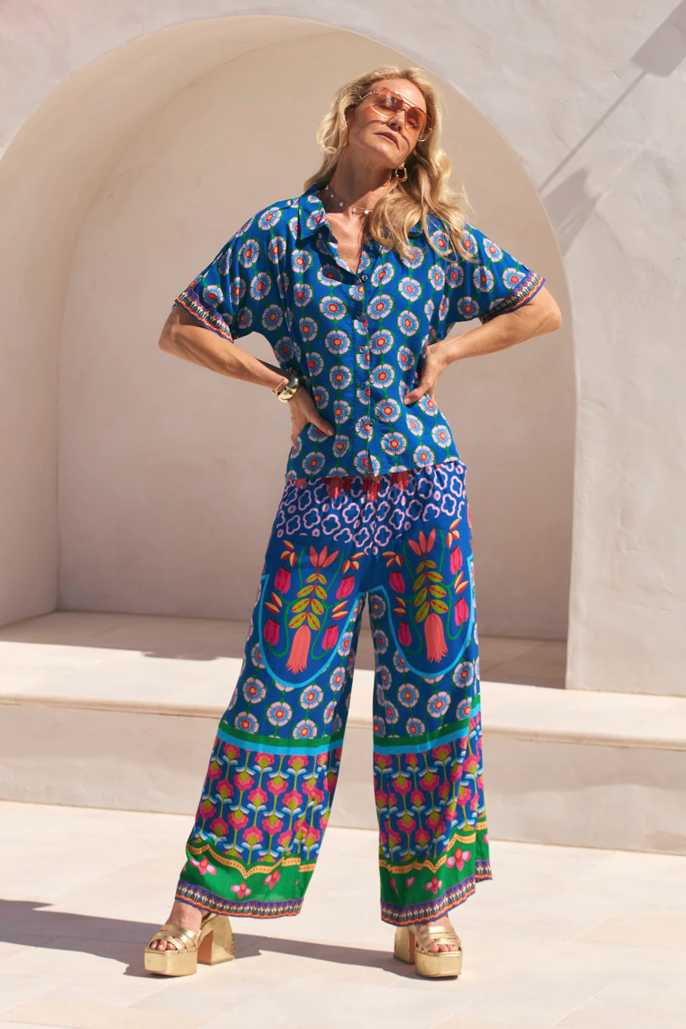 Evie Shirred Waist Pant in Paradiso - Image 3