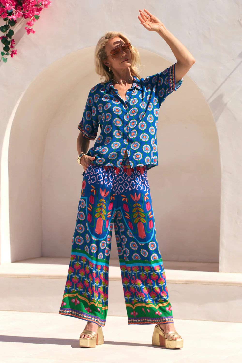 Evie Shirred Waist Pant in Paradiso - Image 4
