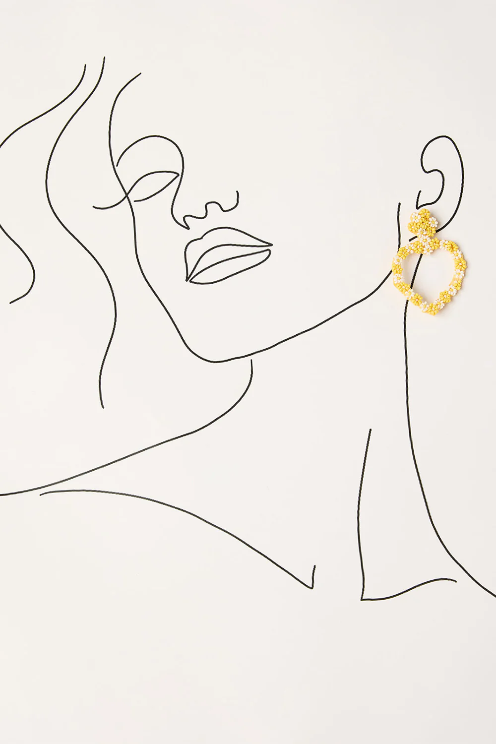 Flower Heart Beaded Earrings in Light Yellow - Image 2