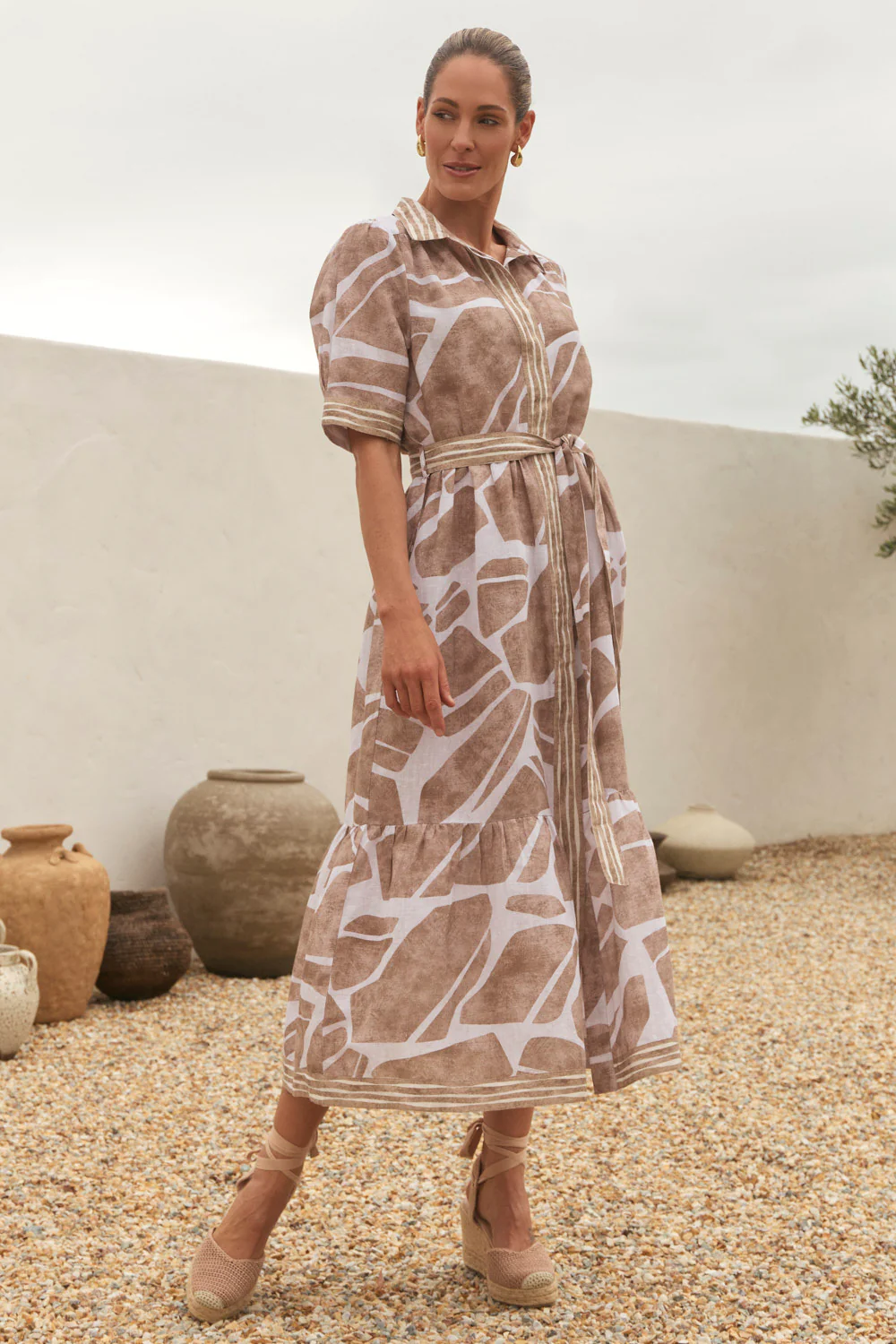 Ginette Collared Dress in Fjorde Stone - Image 3