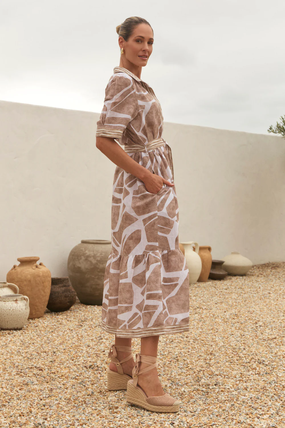 Ginette Collared Dress in Fjorde Stone - Image 5