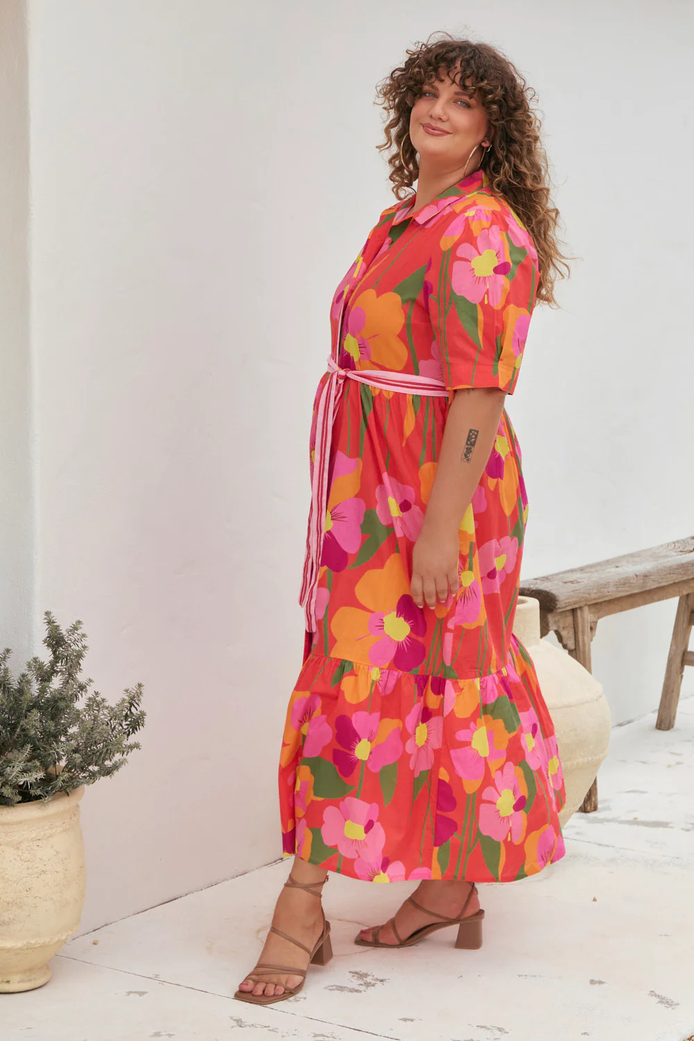 Ginette Collared Dress in Flamenco - Image 3