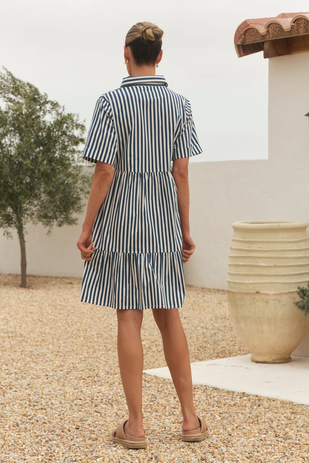 Ginette Short Dress in Navy Stripe - Image 6