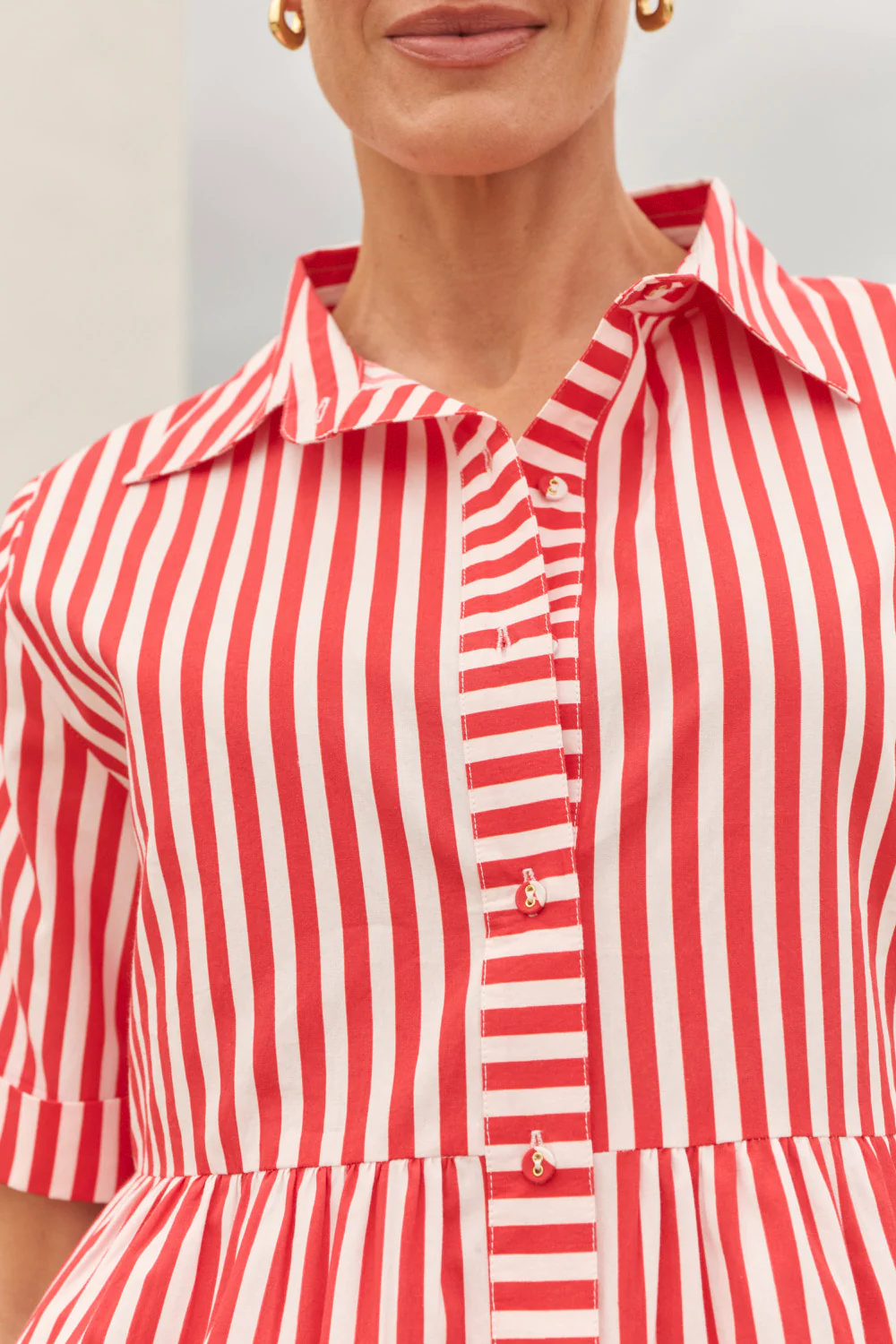 Ginette Short Dress in Red Stripe - Image 3