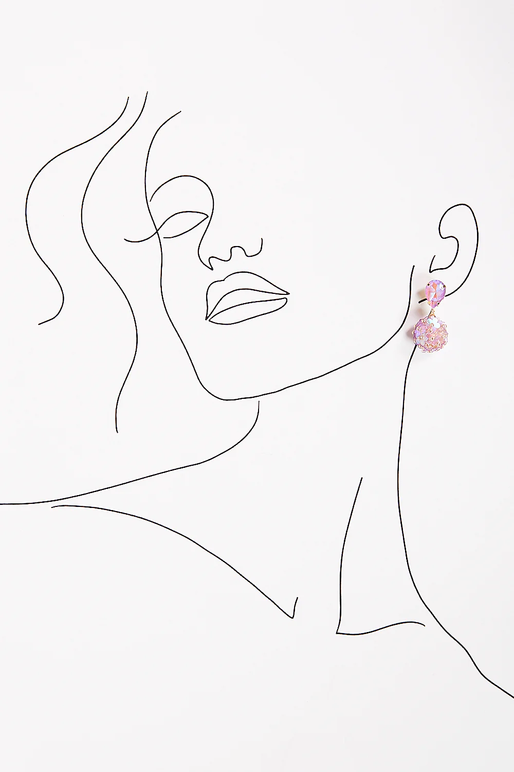 Stone Top Flower Ball Earrings in Violet - Image 2