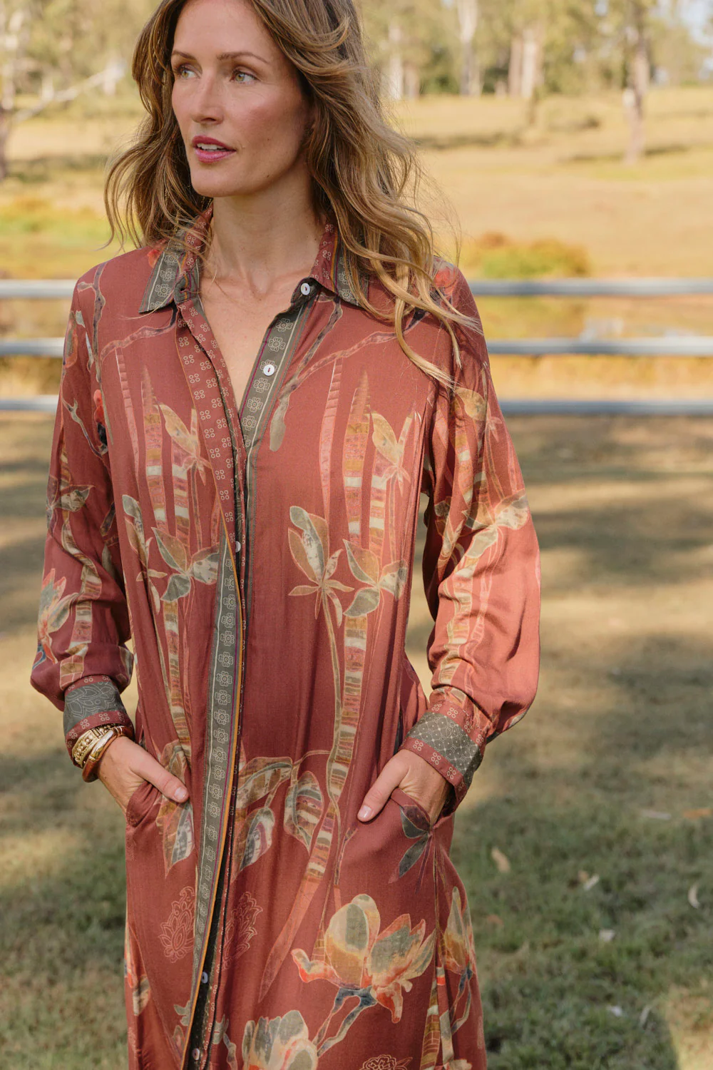 Gracie Collared Dress in Outback - Image 3