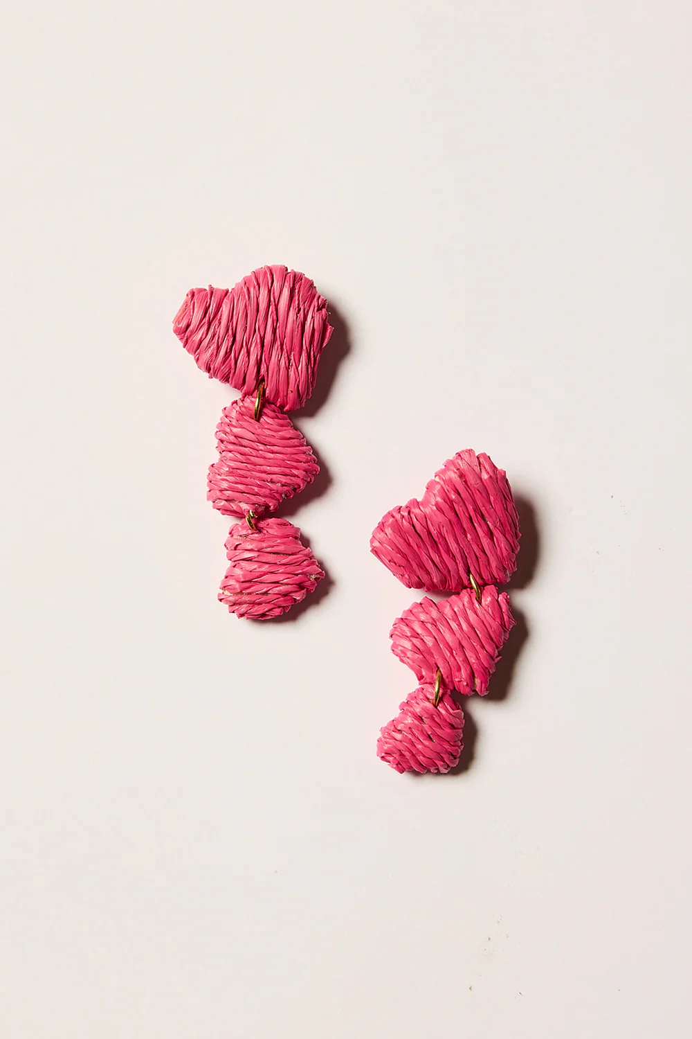 Graduating Heart Drop Earrings in Hot Pink - Image 2