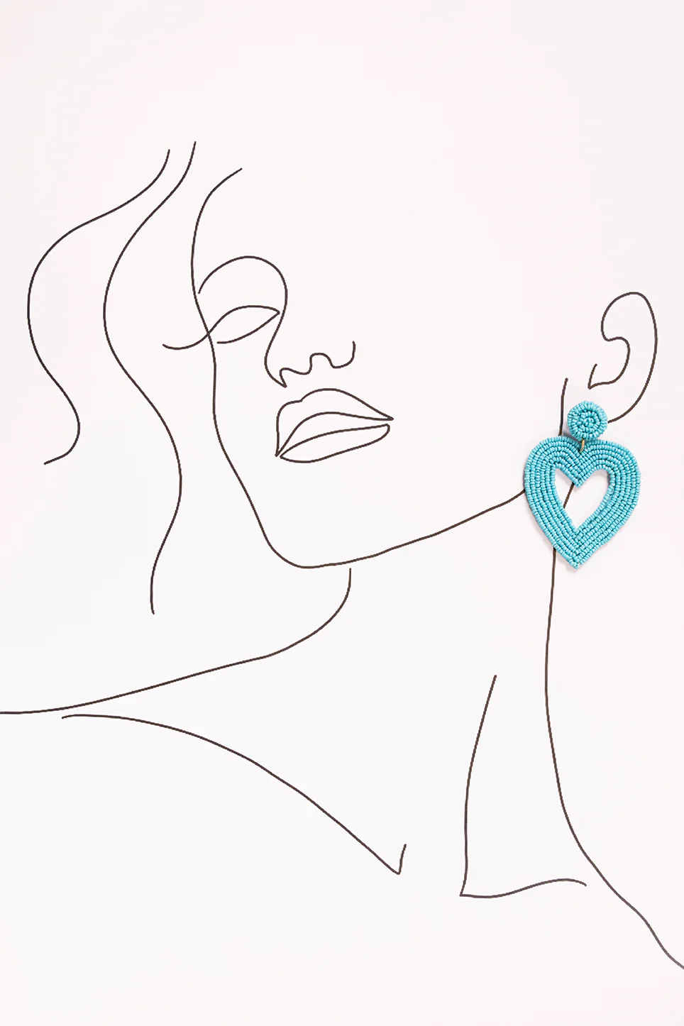 Hollow Heart Beaded Earrings in Turquoise - Image 2