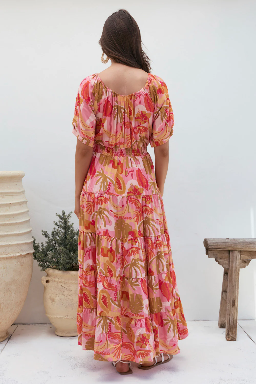 Isla Tiered Dress in Sunspell Pink - Image 3