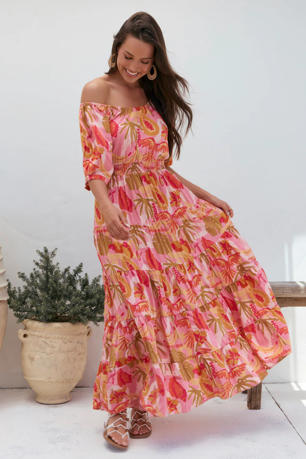 Isla Tiered Dress in Sunspell Pink - Image 6