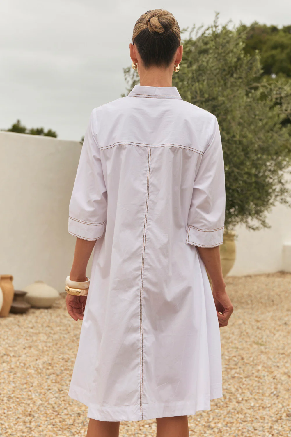 Jojo Swing Shirt Dress in White Poplin - Image 6