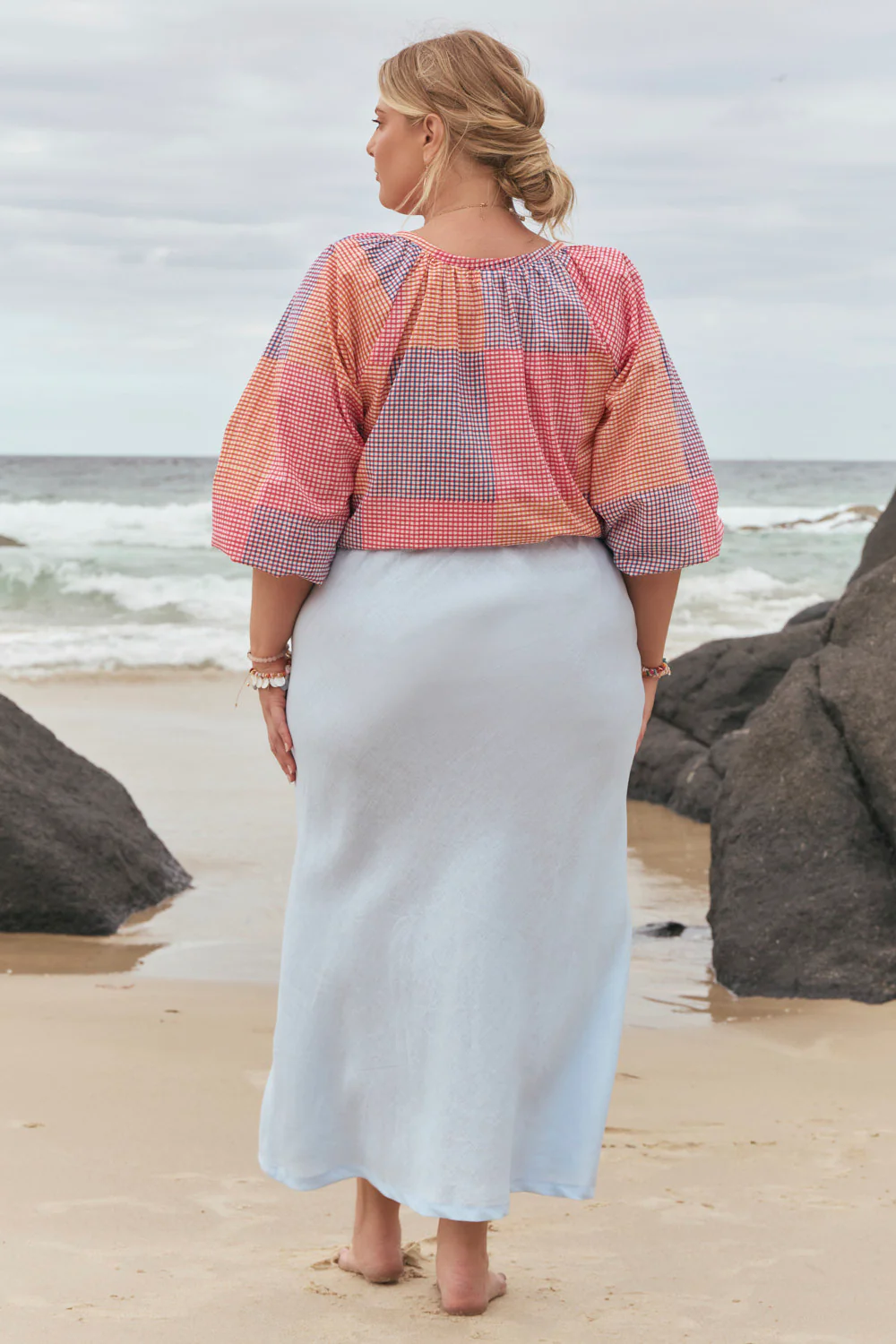 Katie Bias Cut Skirt in Powder Blue - Image 5