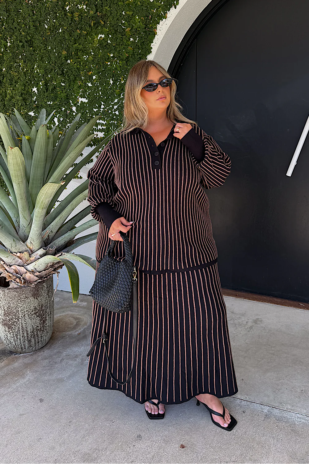 Knitted A-Line Skirt in Black - Image 5