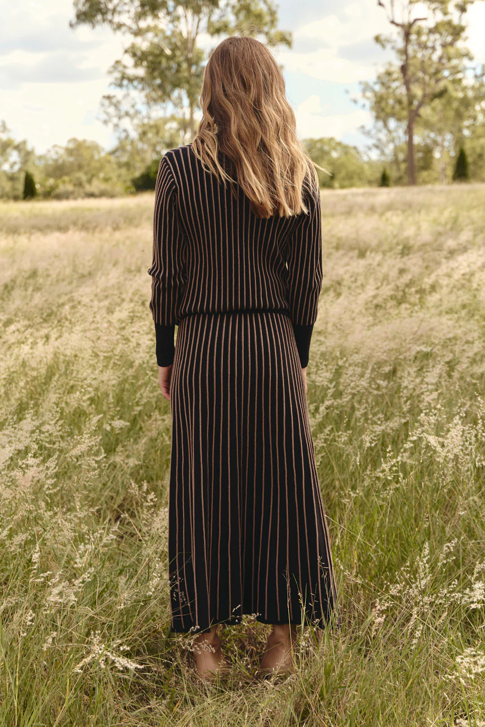 Knitted A-Line Skirt in Black - Image 8