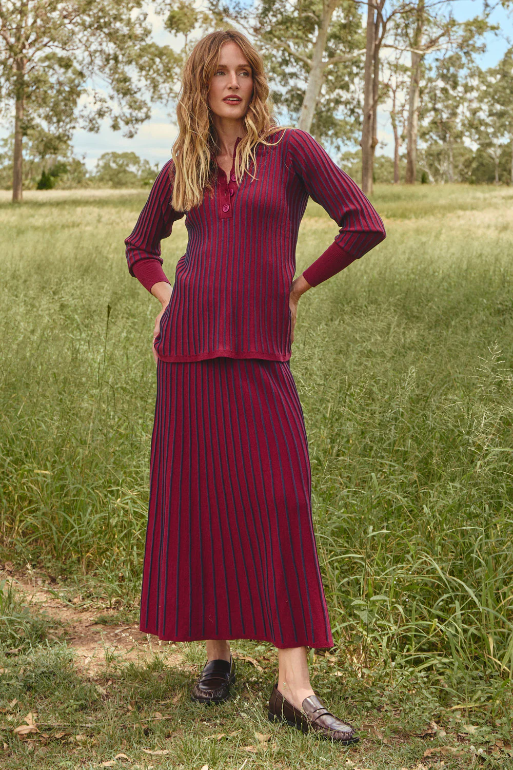 Knitted Collared Jumper in Cherry Red - Image 4