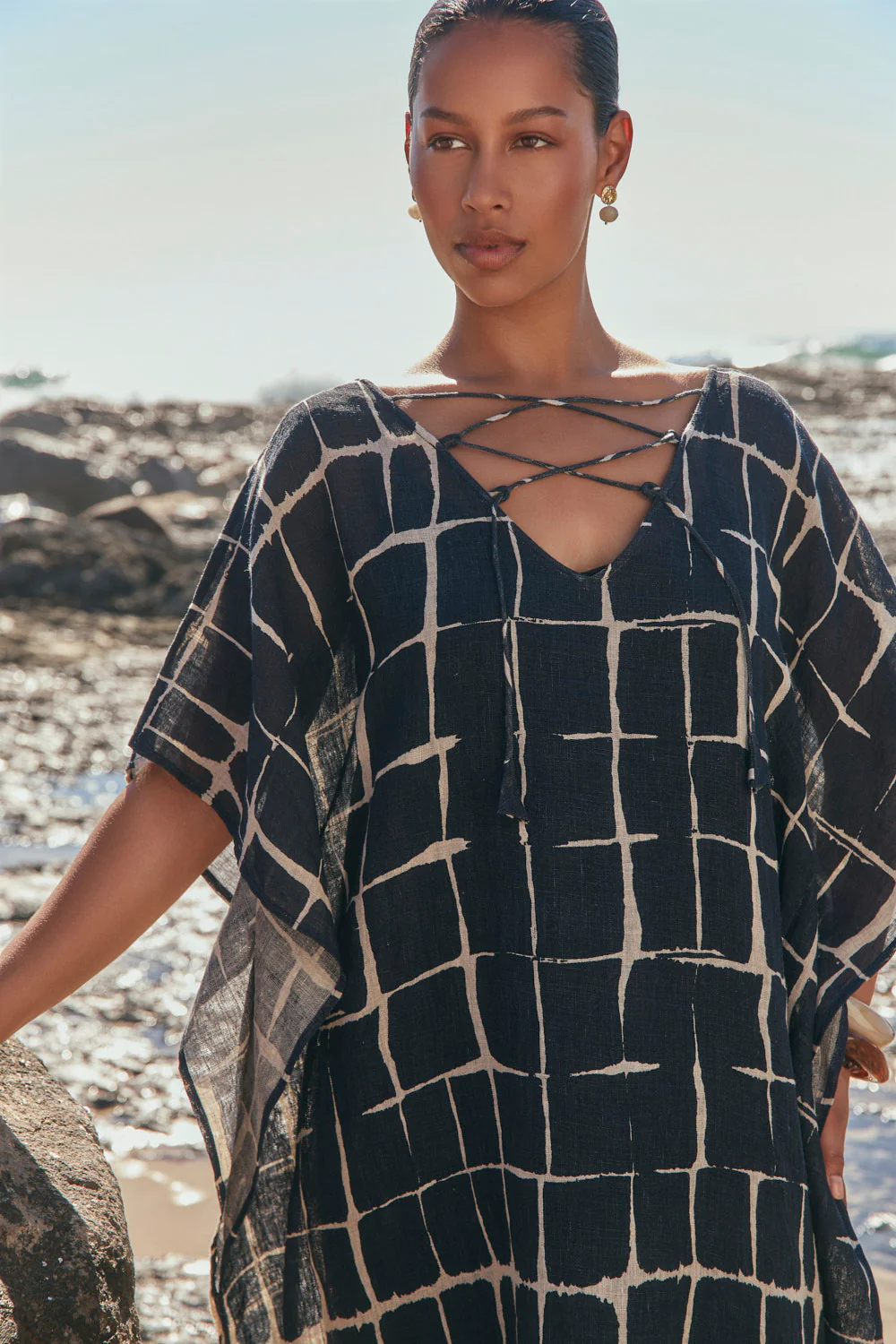 Liesl Linen Kaftan in Woven Echo - Image 3