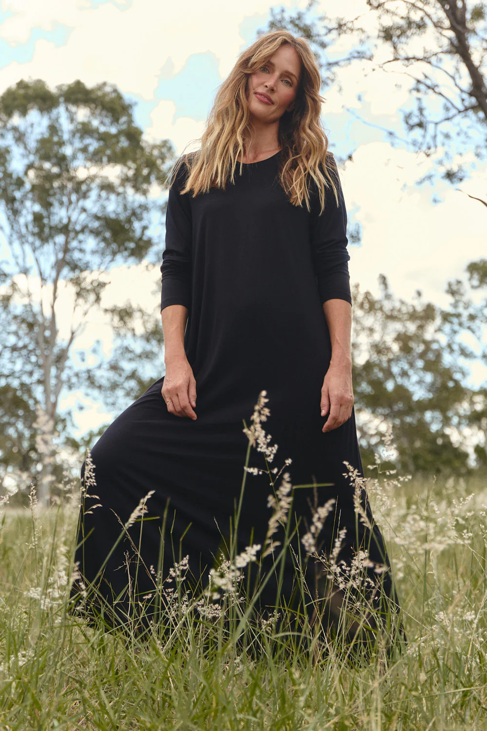 Long Sleeve Swing Dress in Black - Image 3