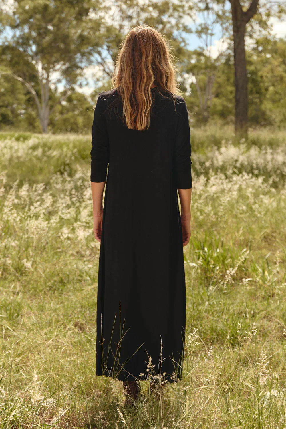 Long Sleeve Swing Dress in Black - Image 5