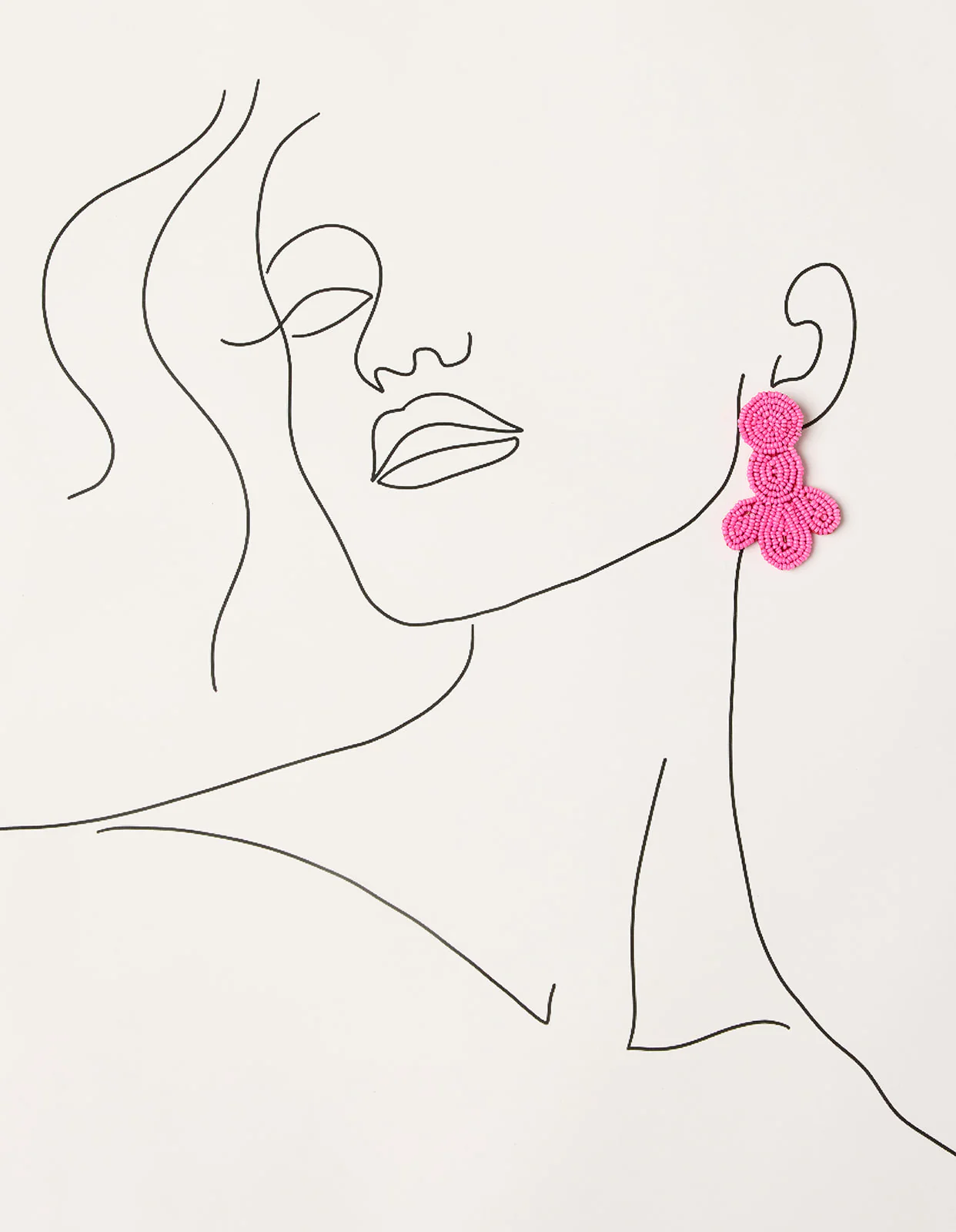 Lotus Beaded Earrings in Hot Pink - Image 2