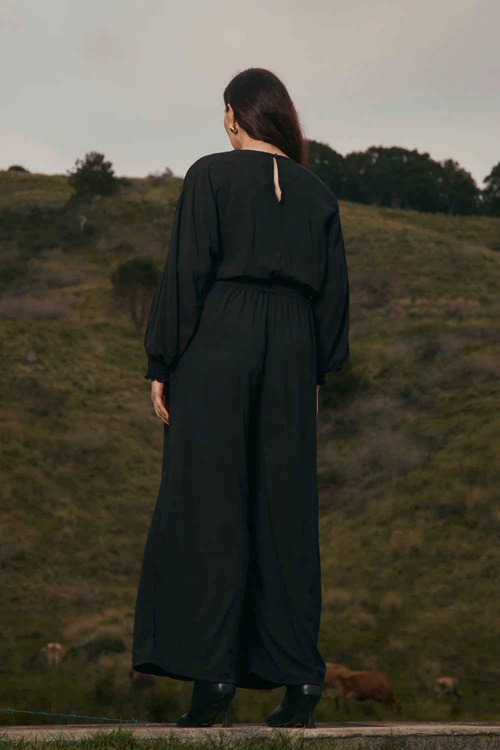 Lucette Long Sleeve Jumpsuit in Black - Image 8
