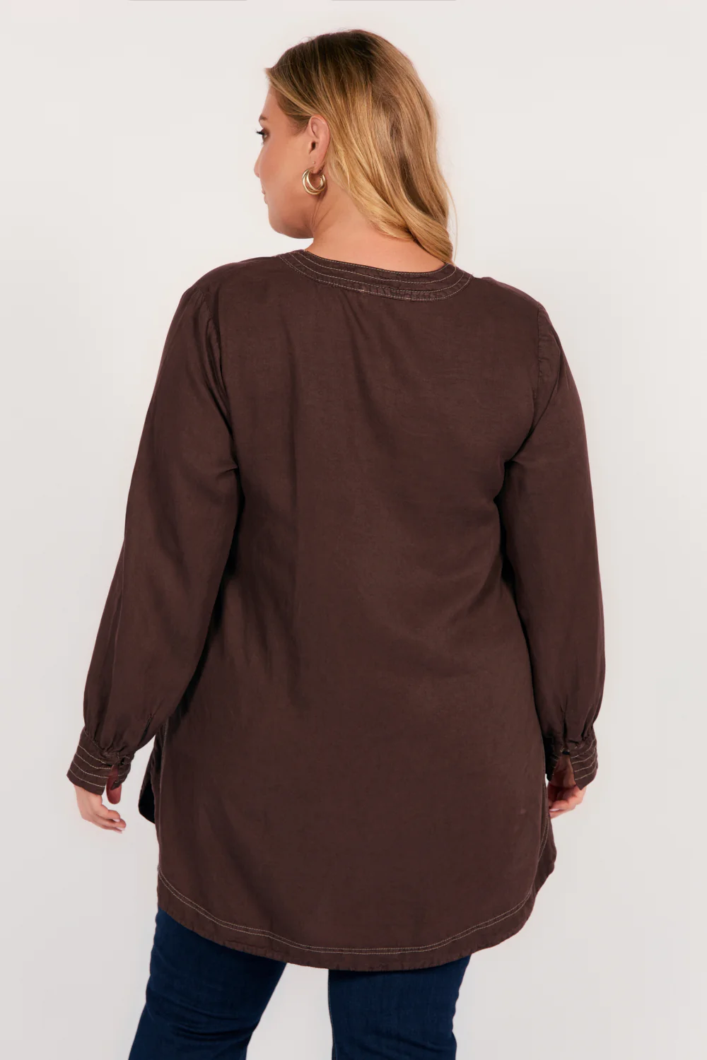 Maggie Tencel Tunic Top in Chocolate - Image 7