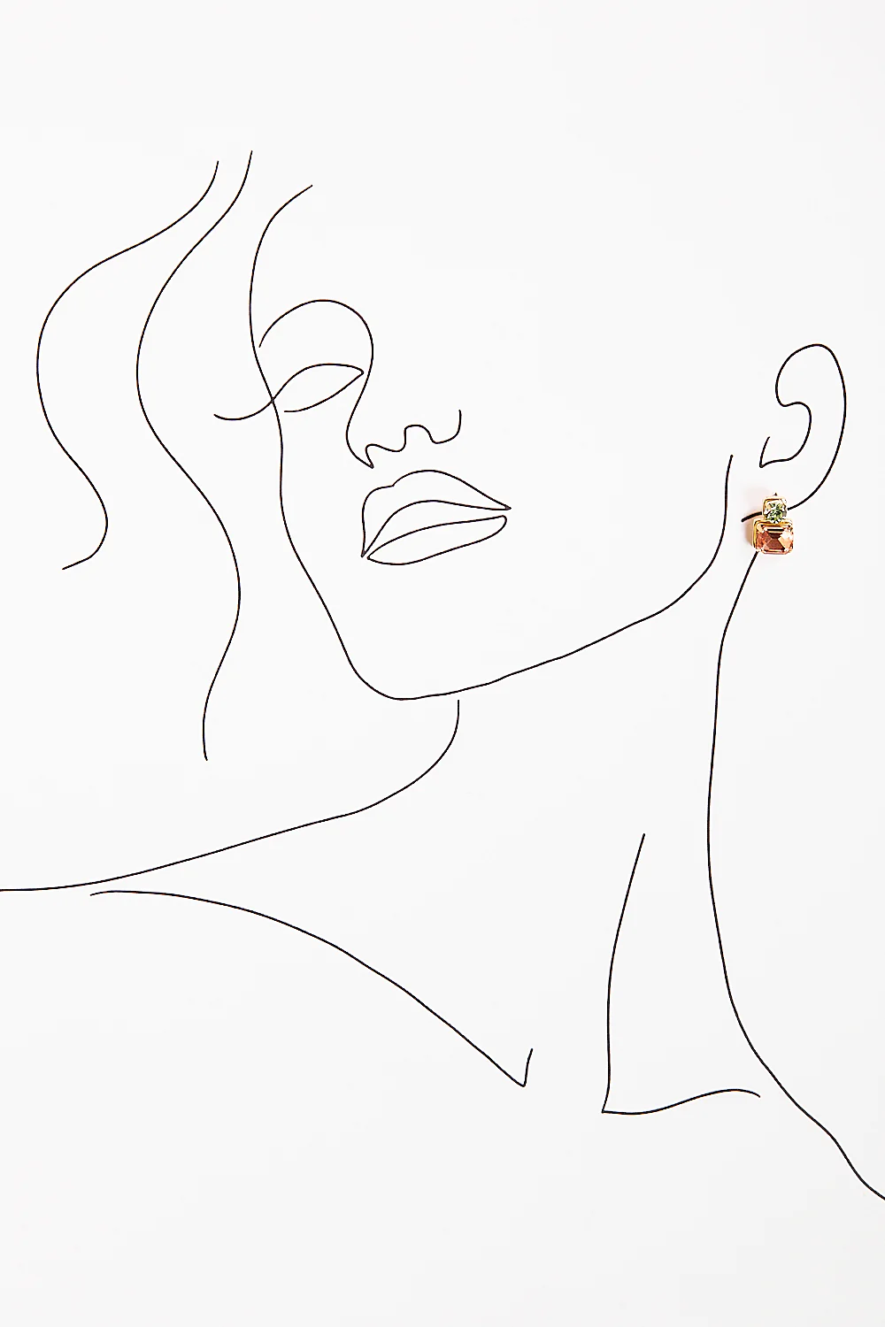 Rectangle Frame Earrings in Rose