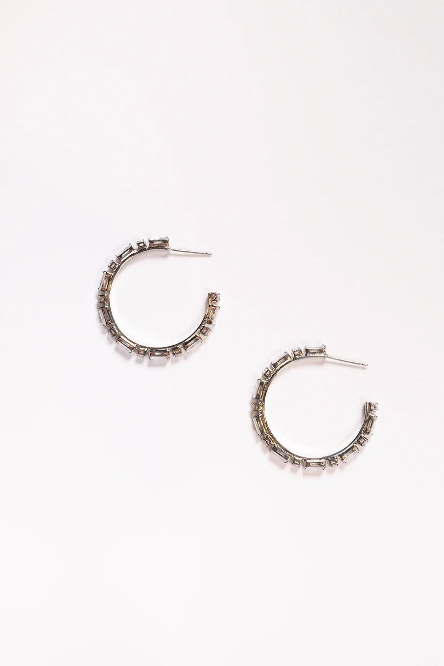 Baguette Hoops in Crystal