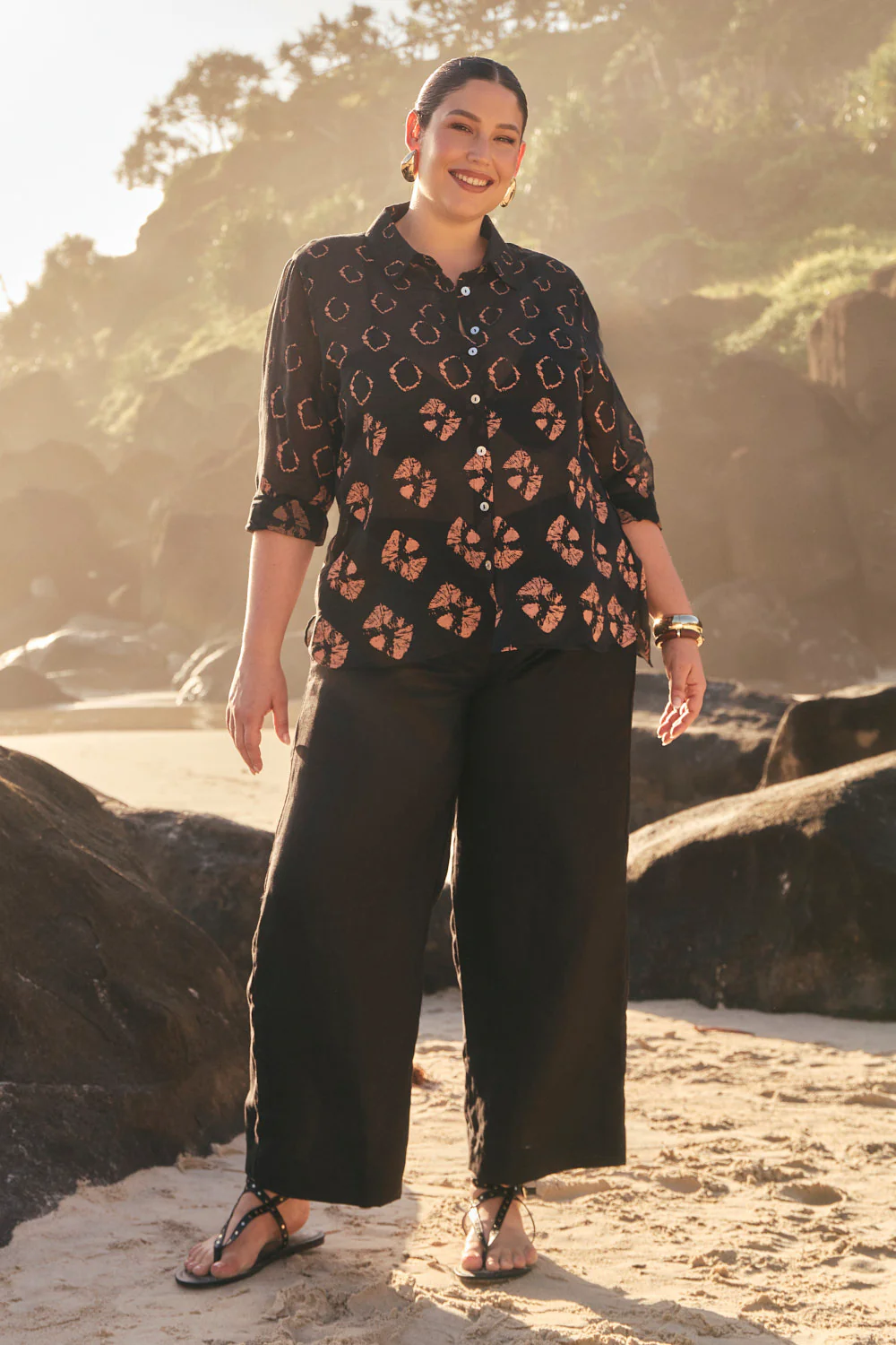 Natalia Cotton Silk Shirt in Stormflower - Image 3