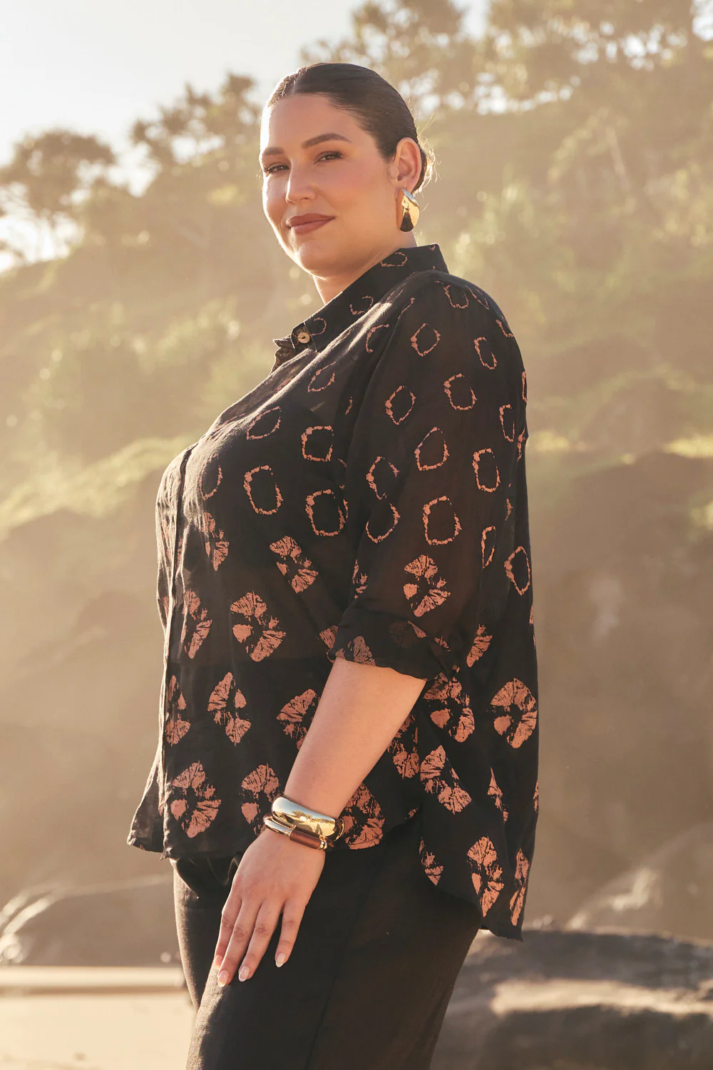 Natalia Cotton Silk Shirt in Stormflower - Image 5