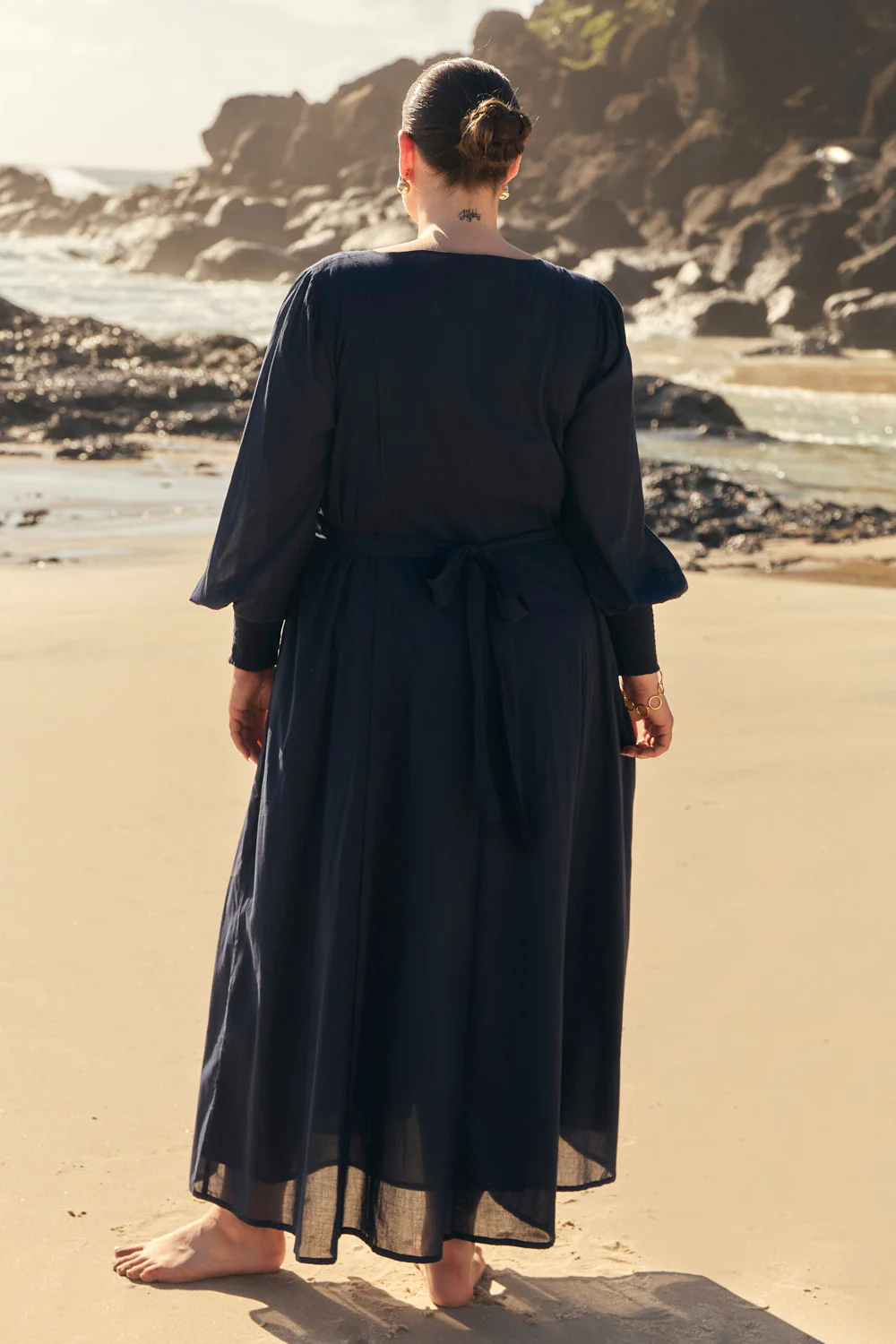 Ophelia Button Through Dress in Navy - Image 8