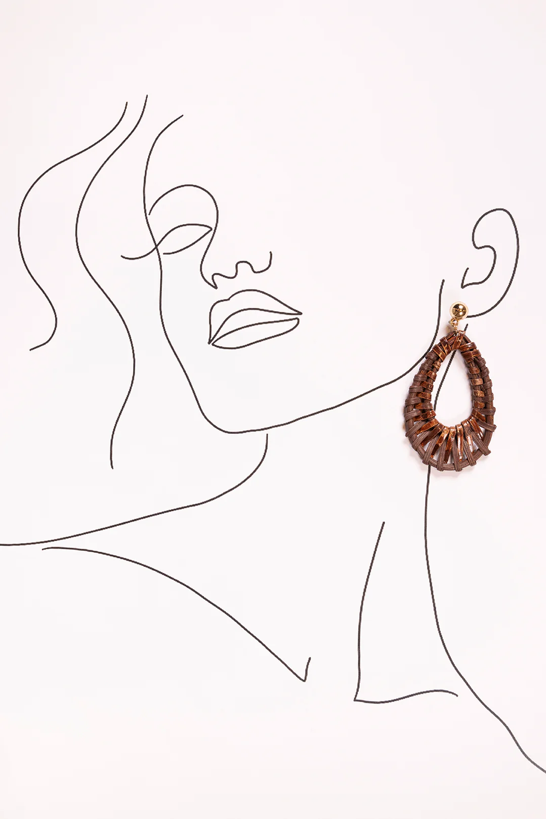 Oval Raffia Earrings in Brown - Image 2