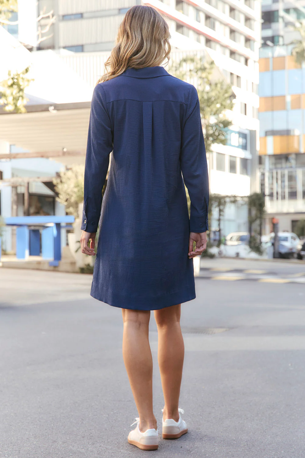Relaxed Travel Dress in Navy - Image 9
