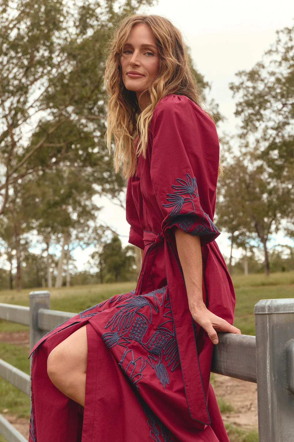 Robin Belted Dress in Inkwell Burgundy - Image 4