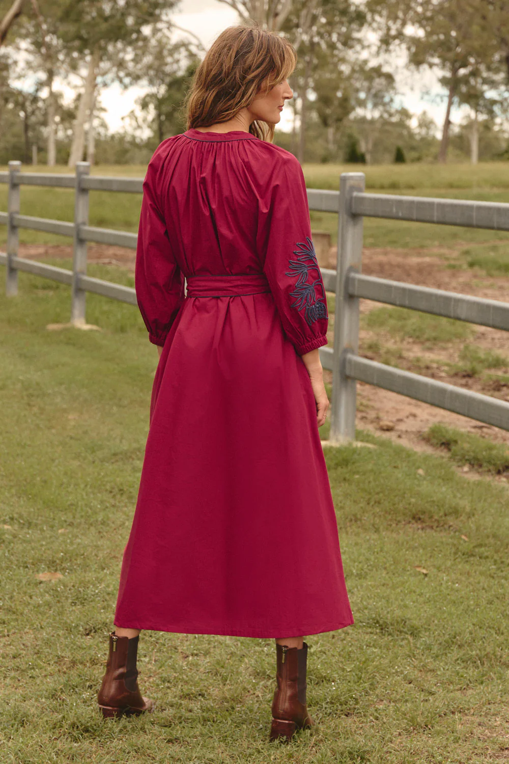 Robin Belted Dress in Inkwell Burgundy - Image 8