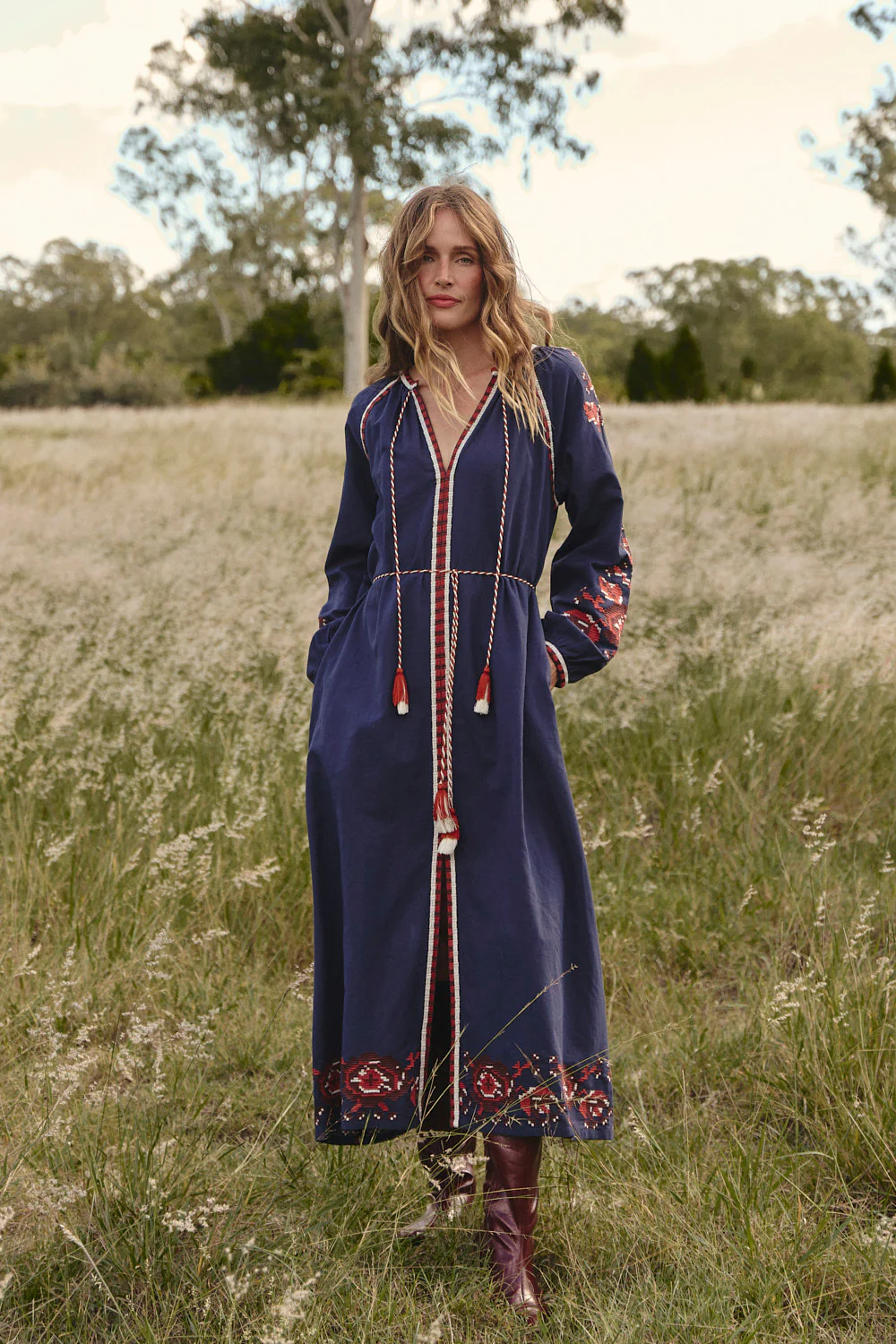 Robin Belted Dress in Navy Nomad - Image 3