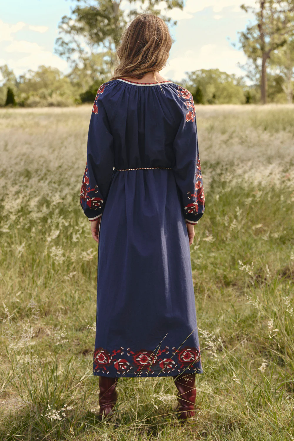 Robin Belted Dress in Navy Nomad - Image 4