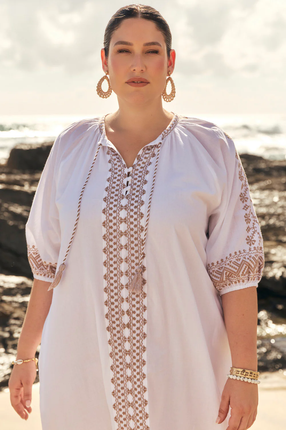 Robin Embroidered Dress in Alabaster - Image 4