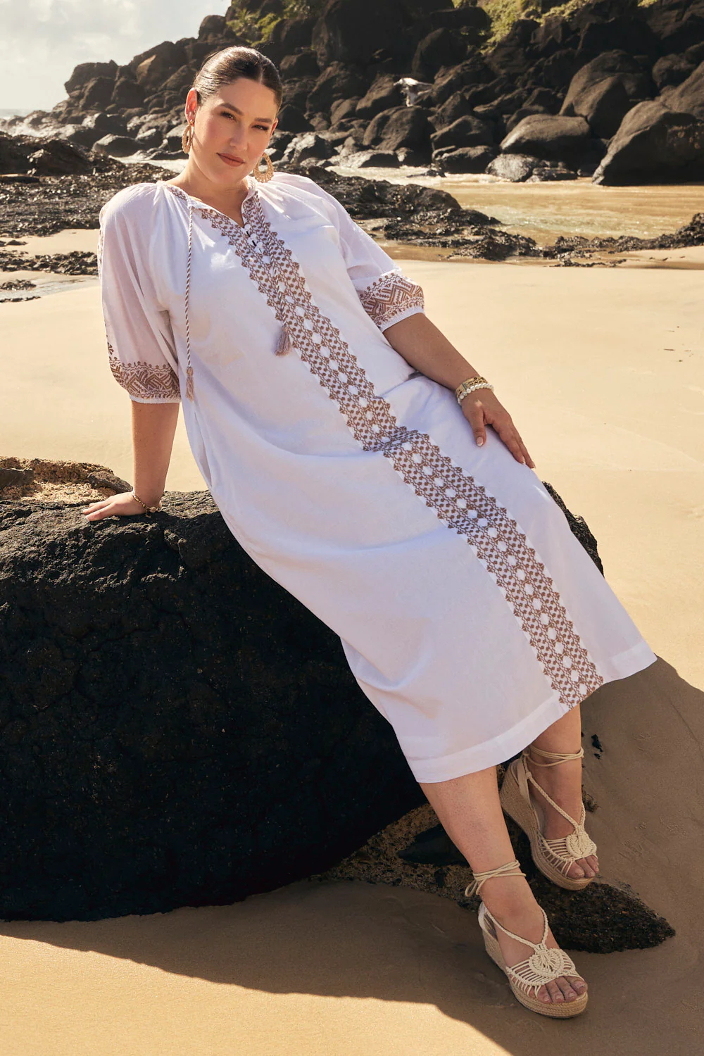 Robin Embroidered Dress in Alabaster - Image 7