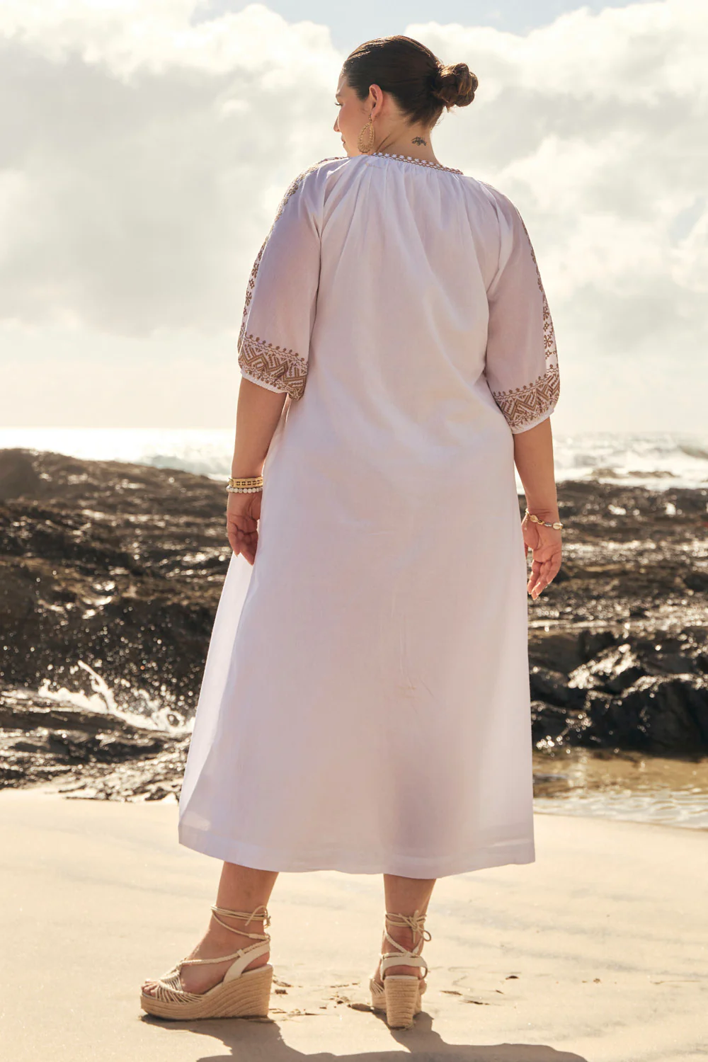Robin Embroidered Dress in Alabaster - Image 8