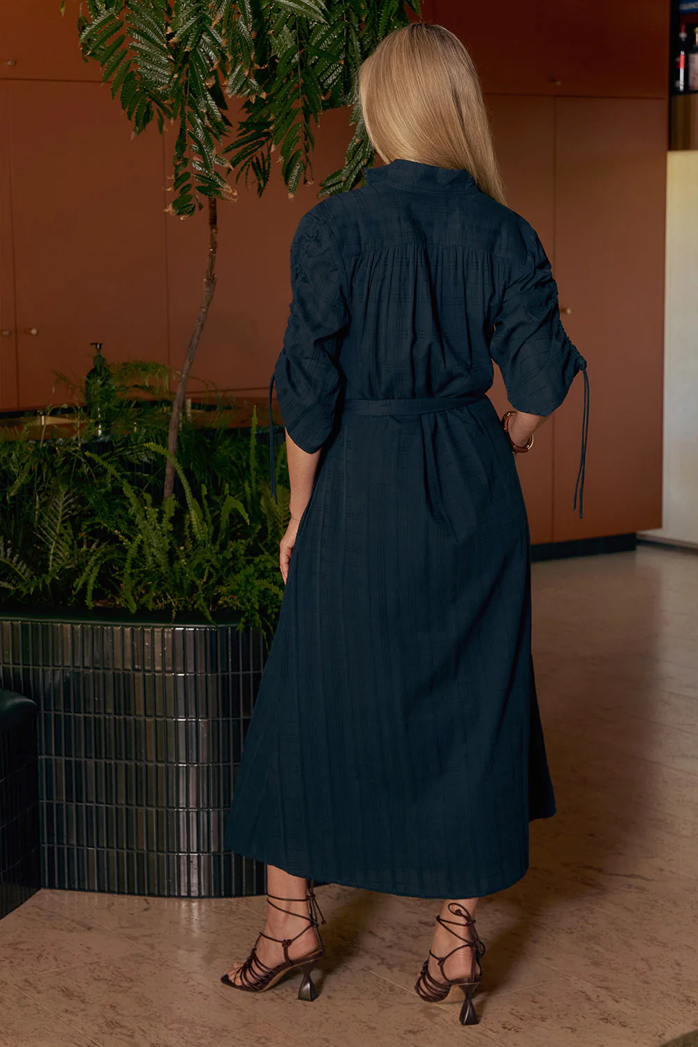 Romi Maxi Dress in Navy Dobby - Image 6
