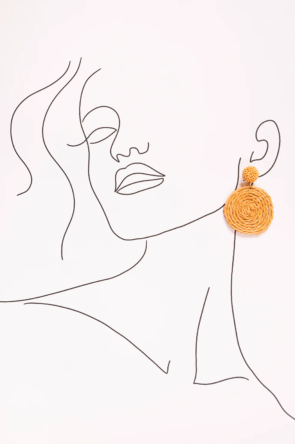 Round Beaded and Woven Earrings in Tangerine - Image 2
