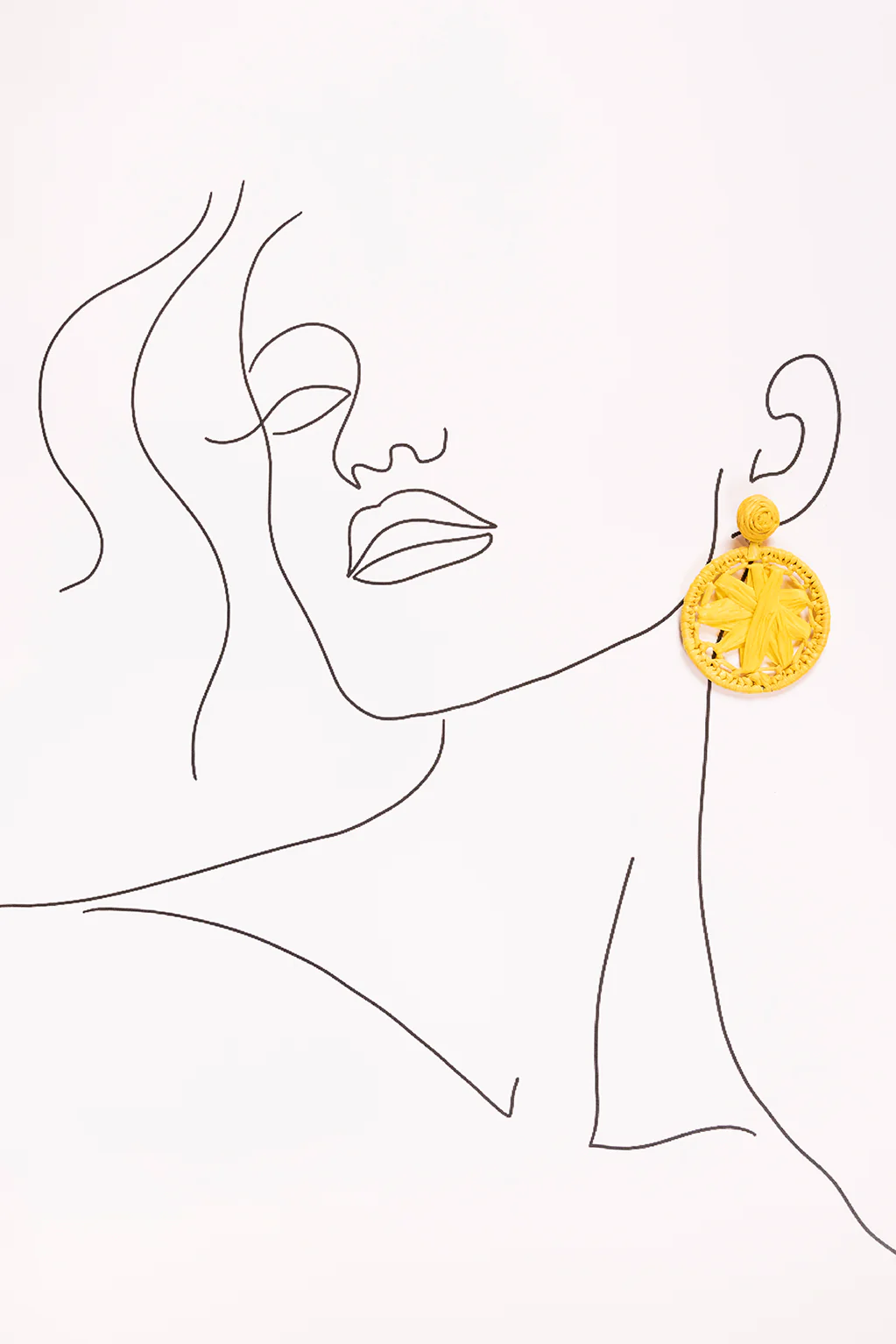 Round Woven Circle Earrings in Yellow - Image 2
