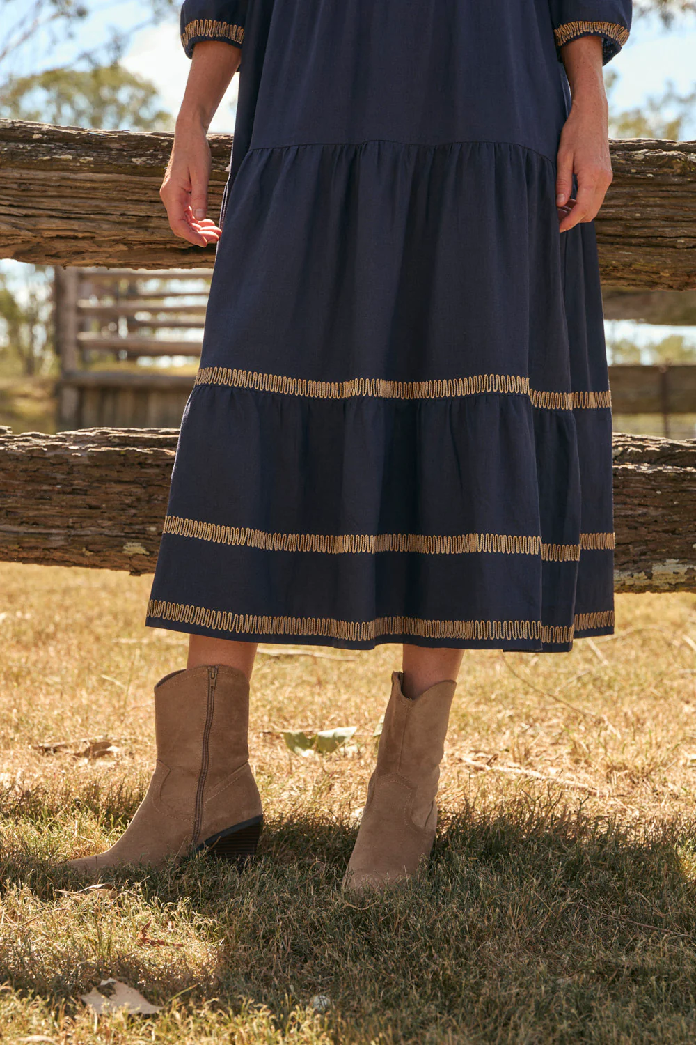 Sabre V-Neck Dress in Midnight Clay - Image 3