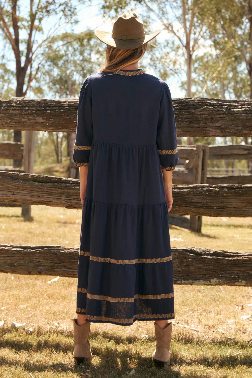 Sabre V-Neck Dress in Midnight Clay - Image 5