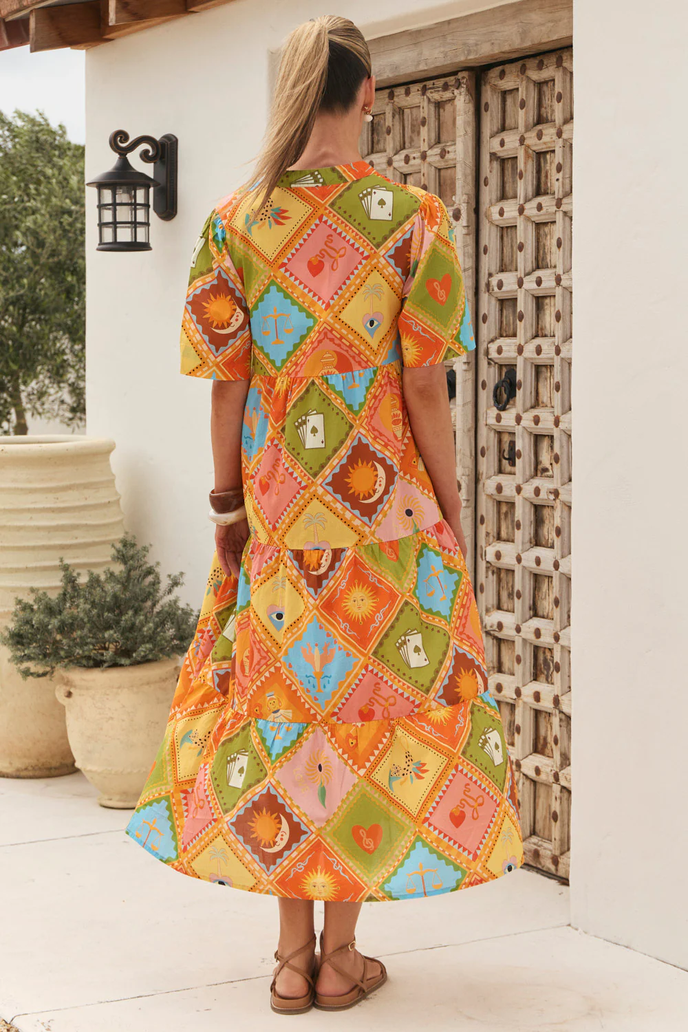 Sabre V-Neck Dress in Sunset Club - Image 6
