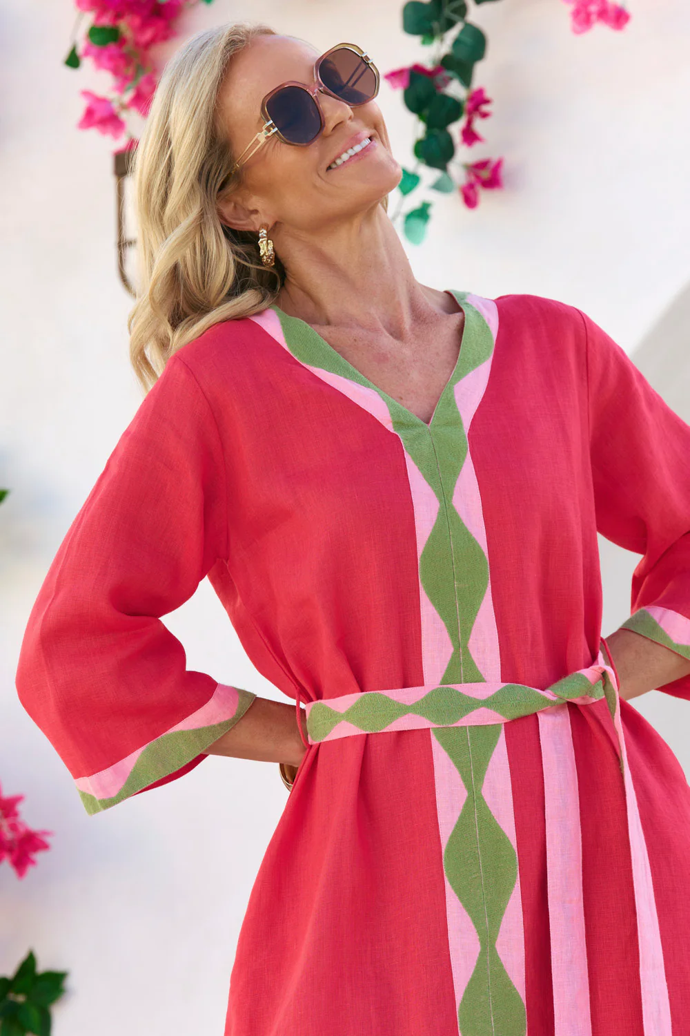 Sacha Linen Shift Dress in Watermelon - Image 5