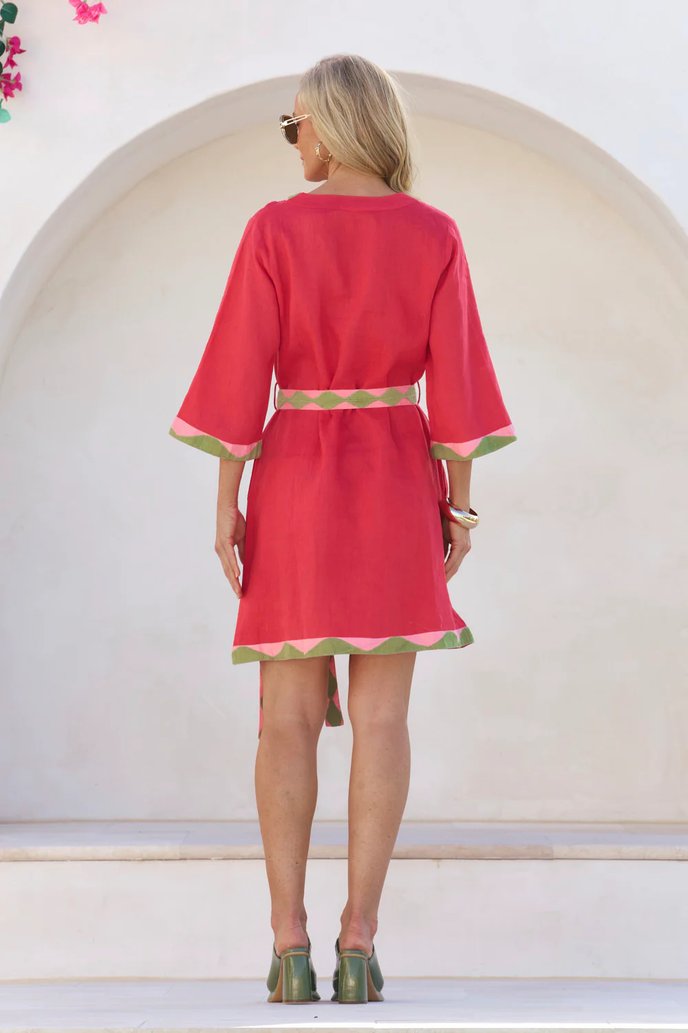 Sacha Linen Shift Dress in Watermelon - Image 7